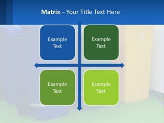 A Group Of Trash Cans Sitting Next To Each Other PowerPoint Template