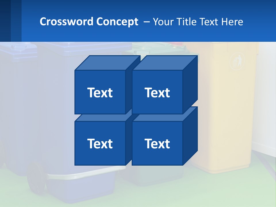 A Group Of Trash Cans Sitting Next To Each Other PowerPoint Template