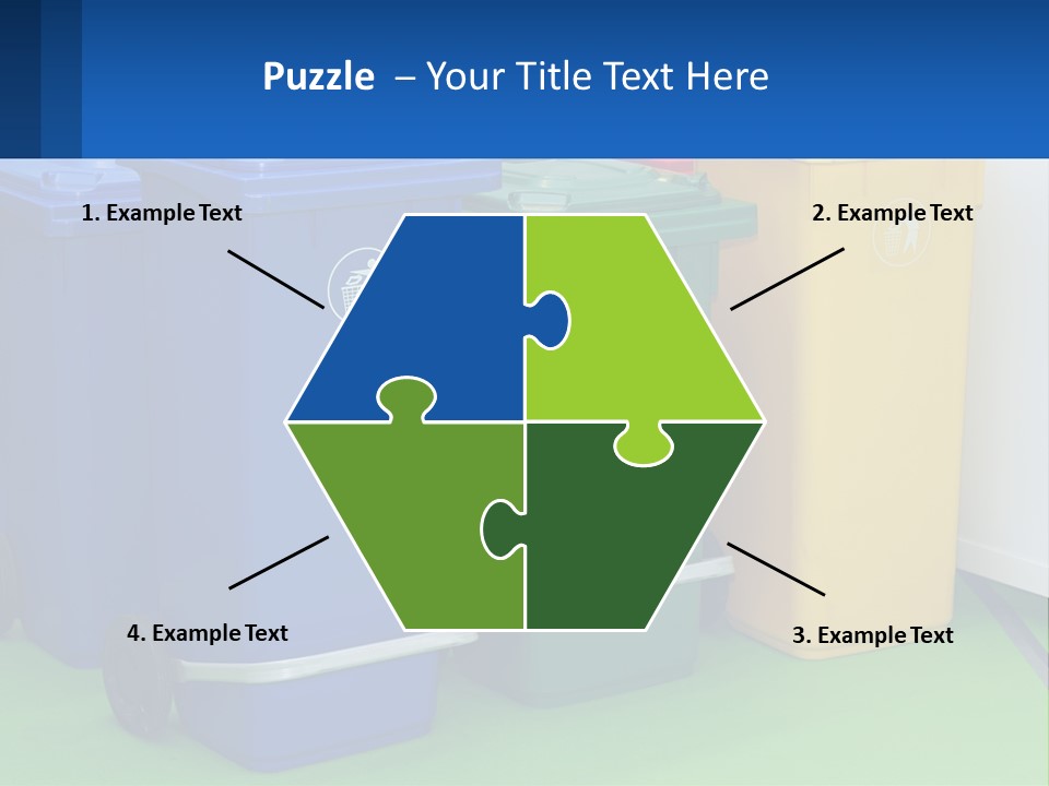 A Group Of Trash Cans Sitting Next To Each Other PowerPoint Template