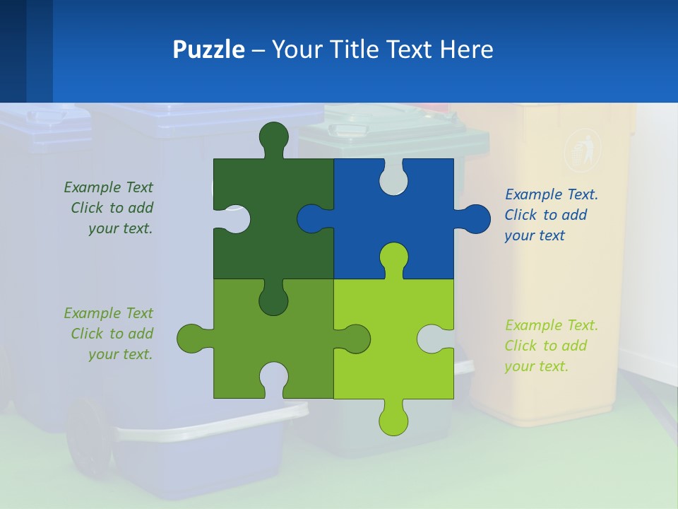 A Group Of Trash Cans Sitting Next To Each Other PowerPoint Template