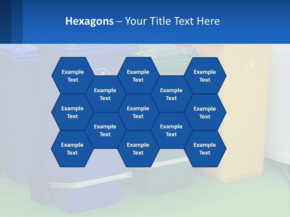 A Group Of Trash Cans Sitting Next To Each Other PowerPoint Template