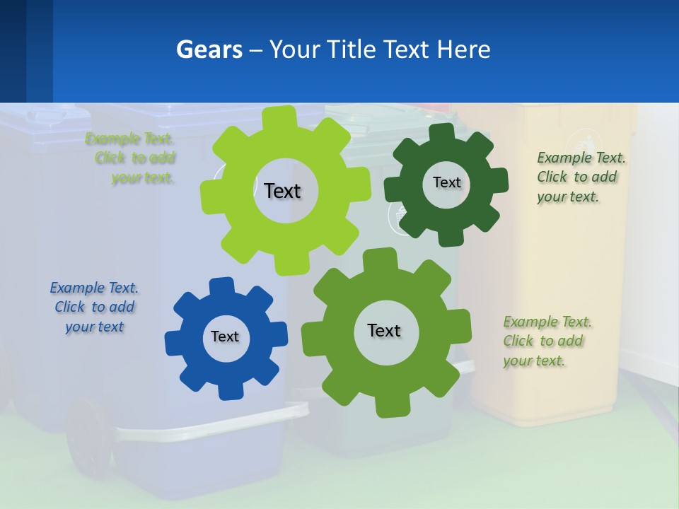 A Group Of Trash Cans Sitting Next To Each Other PowerPoint Template