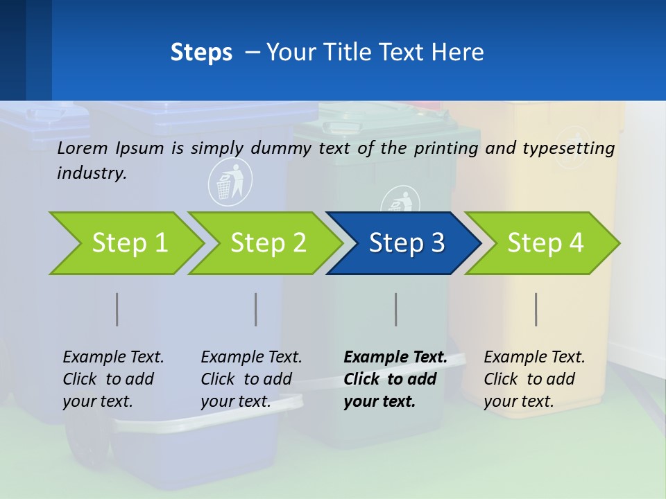 A Group Of Trash Cans Sitting Next To Each Other PowerPoint Template