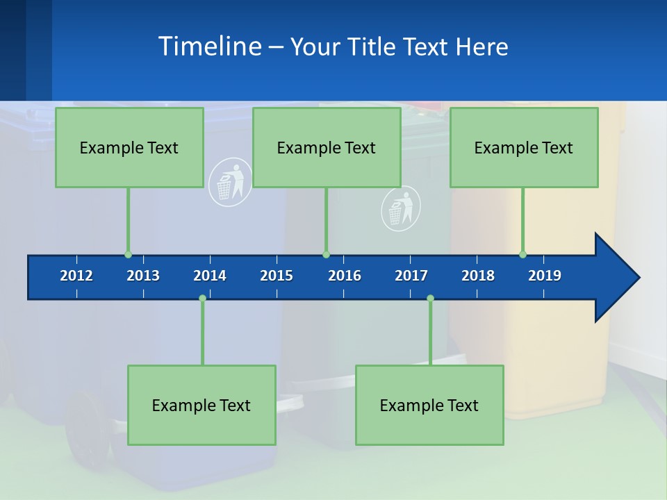 A Group Of Trash Cans Sitting Next To Each Other PowerPoint Template