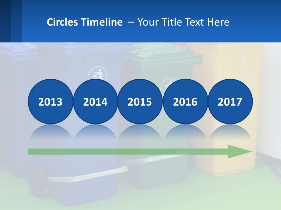 A Group Of Trash Cans Sitting Next To Each Other PowerPoint Template