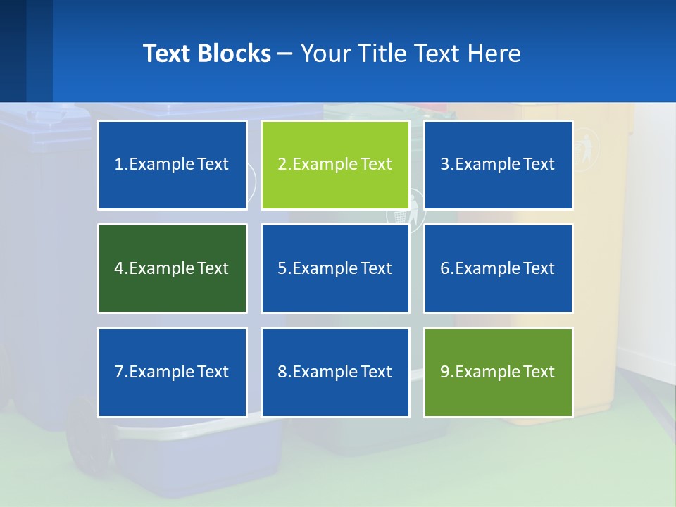 A Group Of Trash Cans Sitting Next To Each Other PowerPoint Template