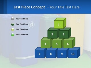 A Group Of Trash Cans Sitting Next To Each Other PowerPoint Template