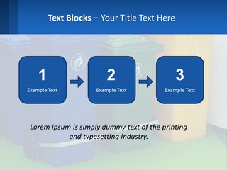 A Group Of Trash Cans Sitting Next To Each Other PowerPoint Template