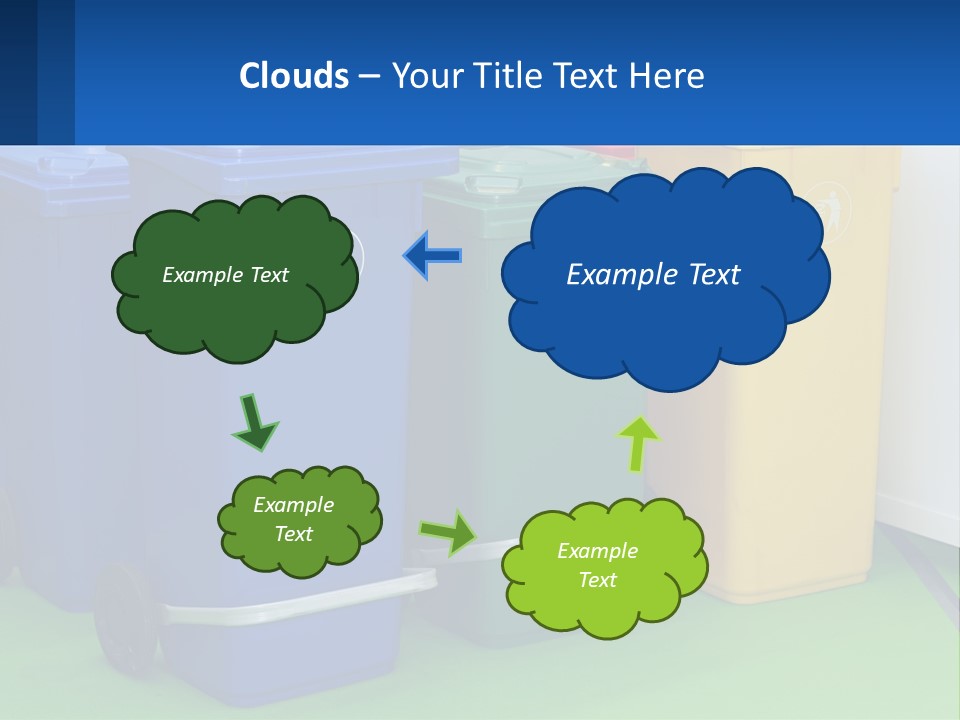 A Group Of Trash Cans Sitting Next To Each Other PowerPoint Template