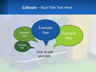 A Group Of Trash Cans Sitting Next To Each Other PowerPoint Template