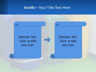 A Group Of Trash Cans Sitting Next To Each Other PowerPoint Template