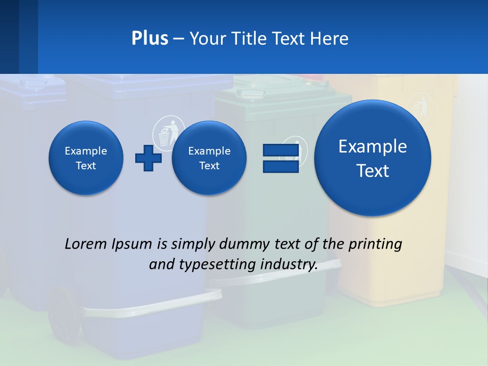A Group Of Trash Cans Sitting Next To Each Other PowerPoint Template