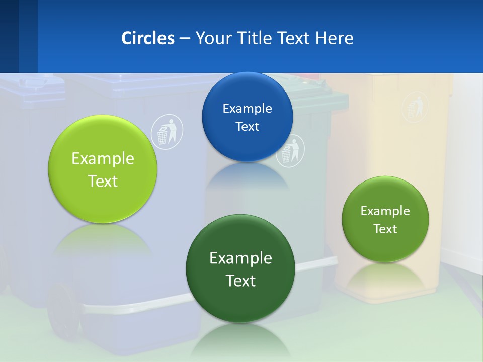 A Group Of Trash Cans Sitting Next To Each Other PowerPoint Template