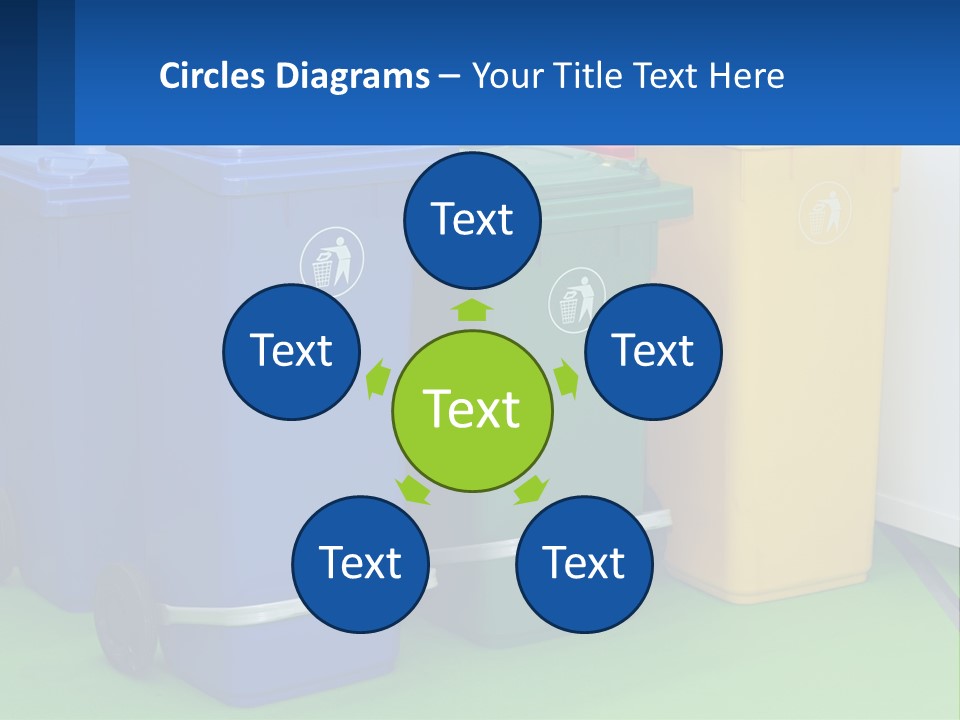 A Group Of Trash Cans Sitting Next To Each Other PowerPoint Template