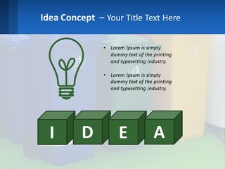 A Group Of Trash Cans Sitting Next To Each Other PowerPoint Template