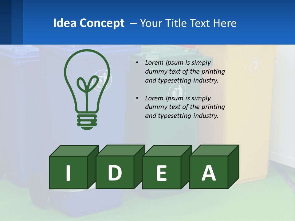 A Group Of Trash Cans Sitting Next To Each Other PowerPoint Template
