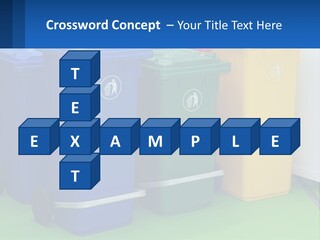 A Group Of Trash Cans Sitting Next To Each Other PowerPoint Template