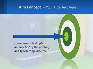 A Group Of Trash Cans Sitting Next To Each Other PowerPoint Template
