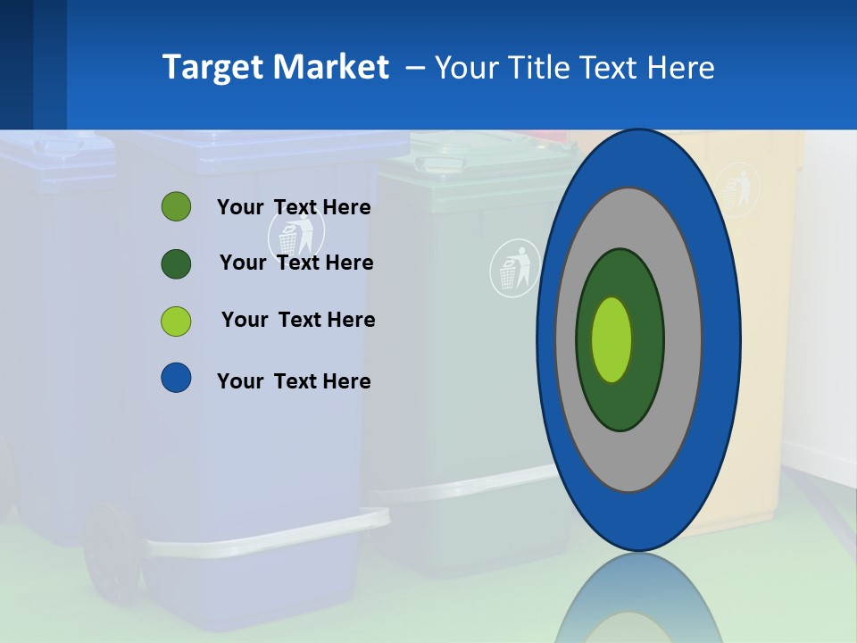 A Group Of Trash Cans Sitting Next To Each Other PowerPoint Template