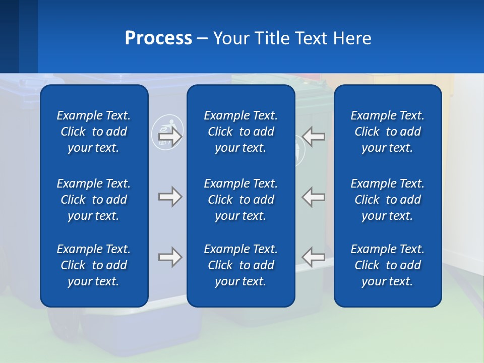 A Group Of Trash Cans Sitting Next To Each Other PowerPoint Template