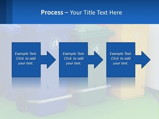 A Group Of Trash Cans Sitting Next To Each Other PowerPoint Template