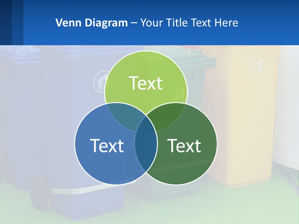 A Group Of Trash Cans Sitting Next To Each Other PowerPoint Template