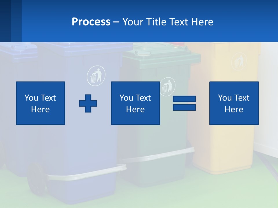 A Group Of Trash Cans Sitting Next To Each Other PowerPoint Template