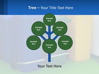 A Group Of Trash Cans Sitting Next To Each Other PowerPoint Template