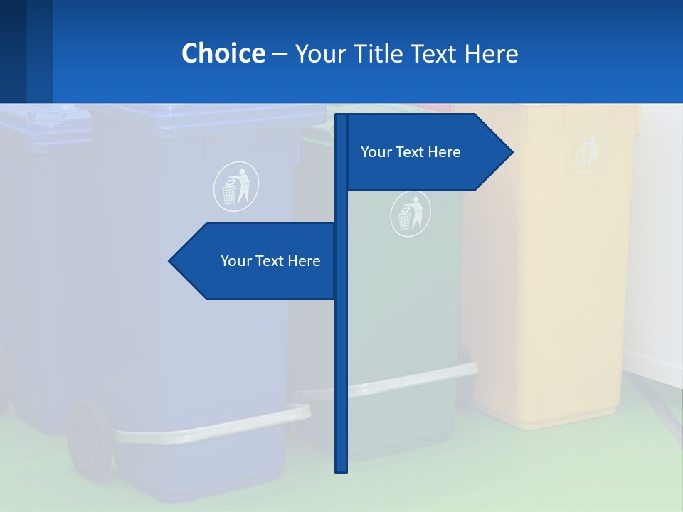 A Group Of Trash Cans Sitting Next To Each Other PowerPoint Template