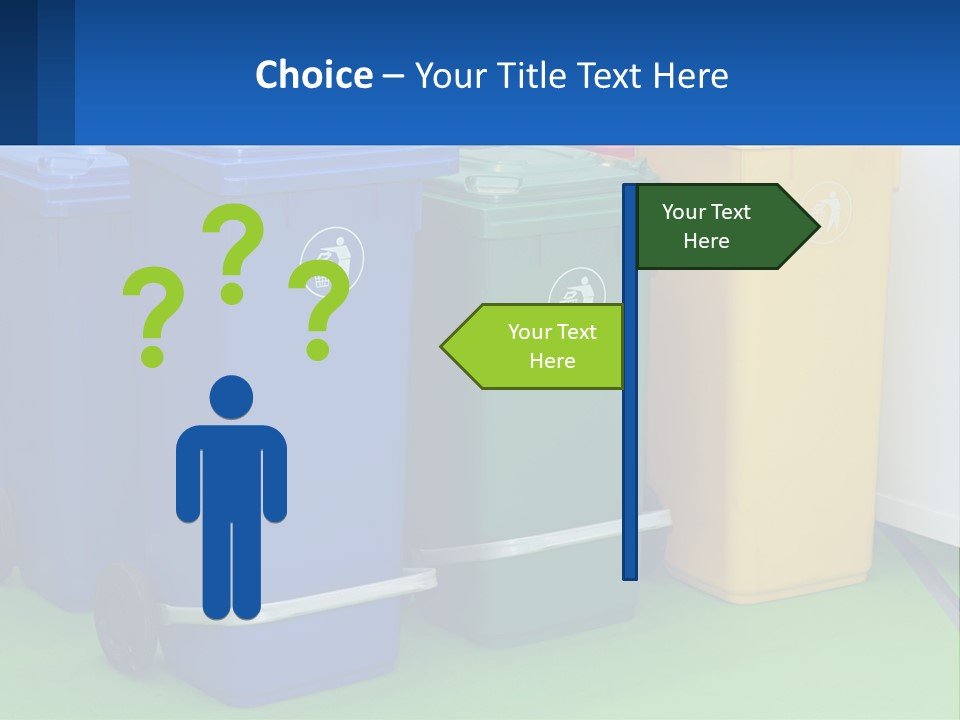 A Group Of Trash Cans Sitting Next To Each Other PowerPoint Template
