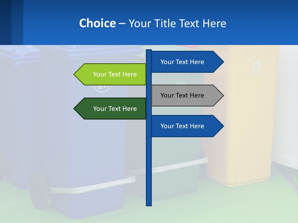 A Group Of Trash Cans Sitting Next To Each Other PowerPoint Template