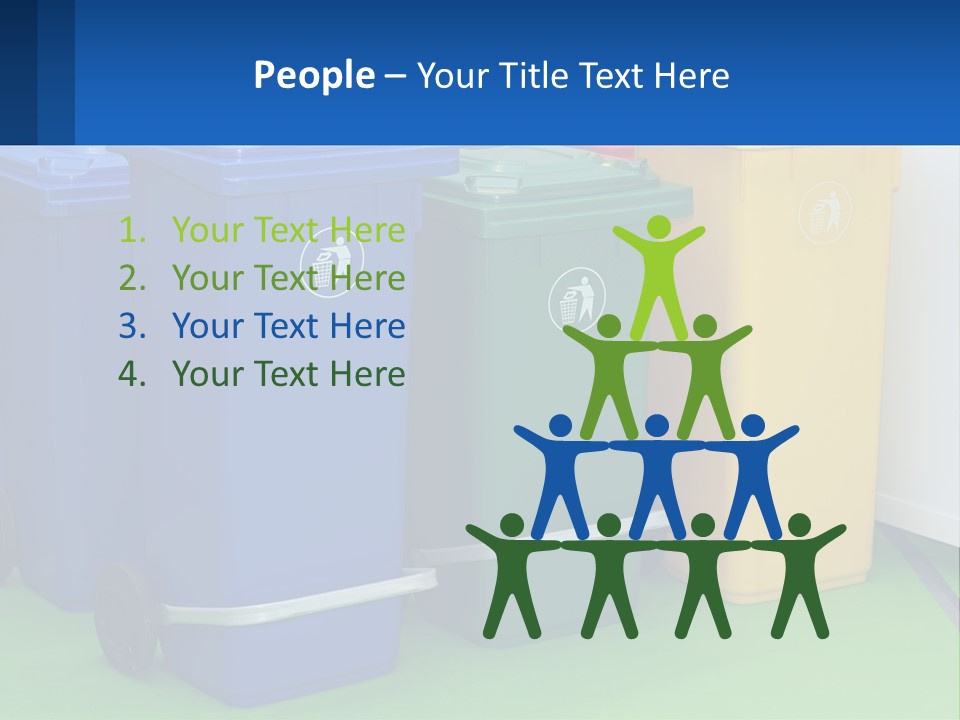 A Group Of Trash Cans Sitting Next To Each Other PowerPoint Template