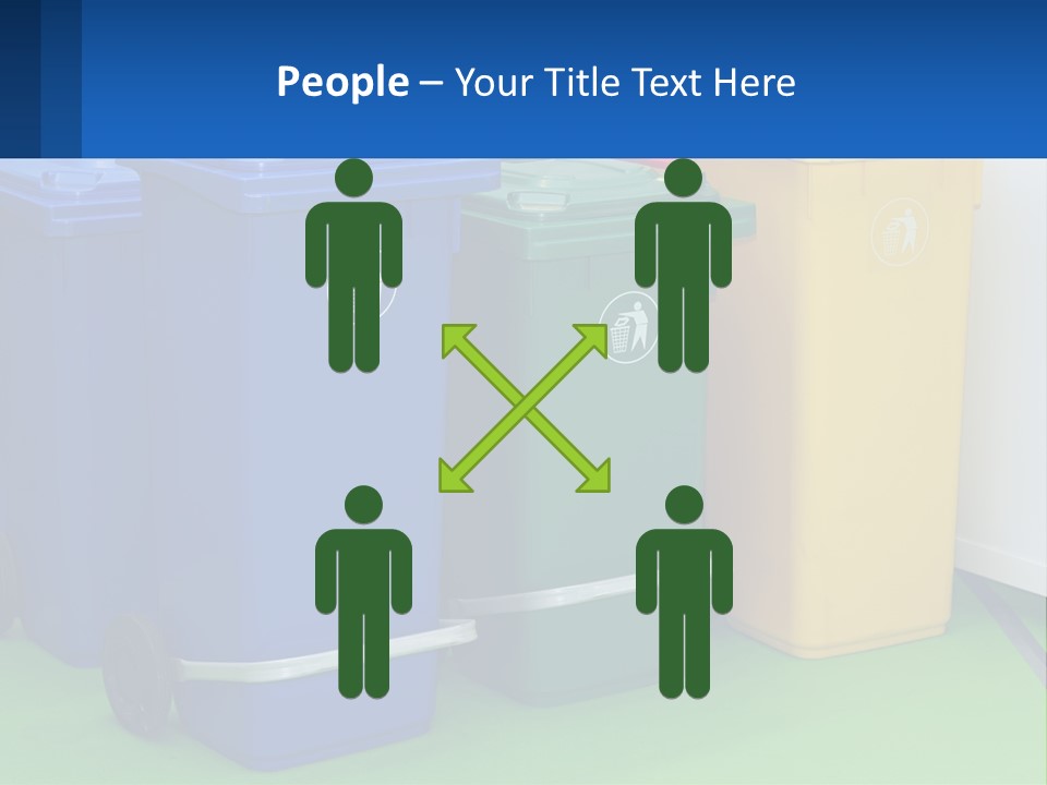 A Group Of Trash Cans Sitting Next To Each Other PowerPoint Template