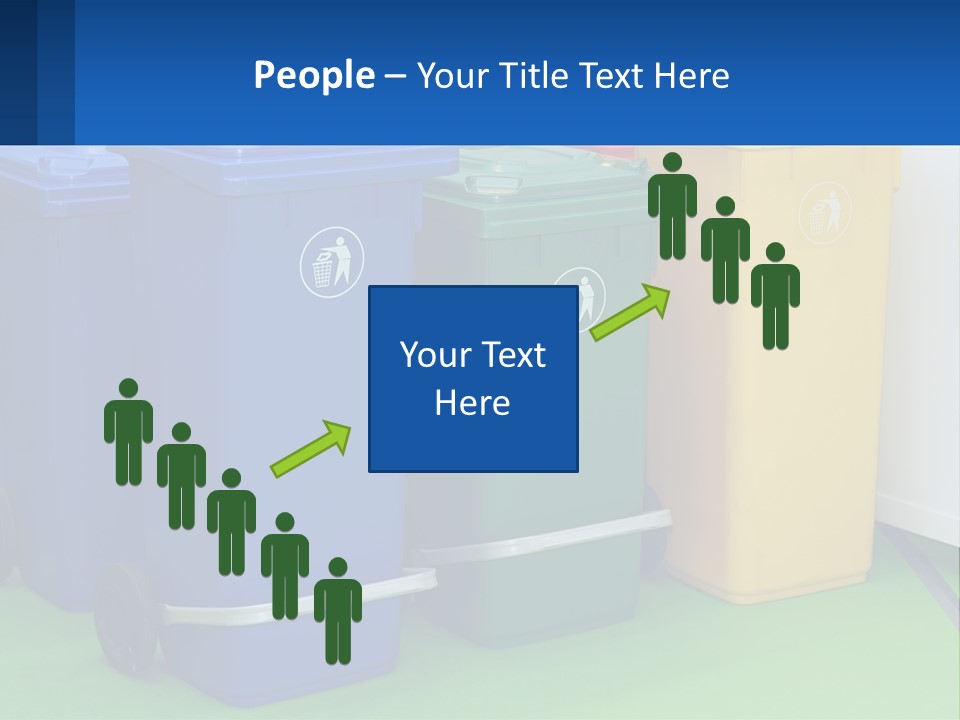 A Group Of Trash Cans Sitting Next To Each Other PowerPoint Template