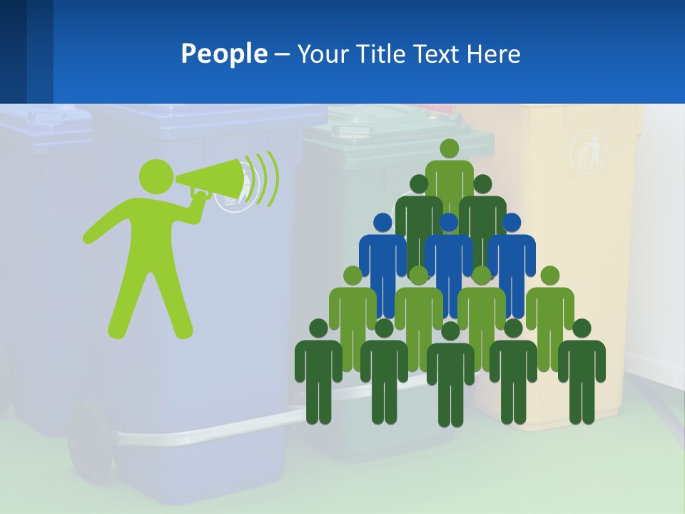 A Group Of Trash Cans Sitting Next To Each Other PowerPoint Template