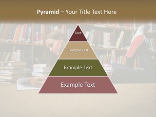 A Woman Laying On The Floor Reading A Book PowerPoint Template