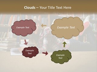 A Woman Laying On The Floor Reading A Book PowerPoint Template