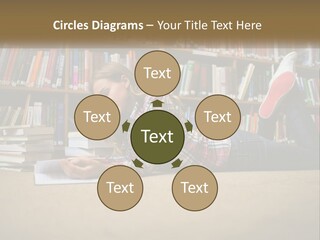 A Woman Laying On The Floor Reading A Book PowerPoint Template