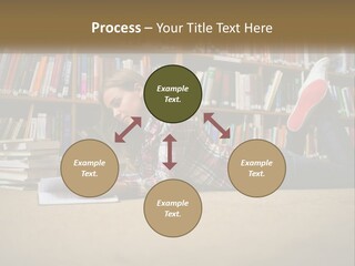 A Woman Laying On The Floor Reading A Book PowerPoint Template