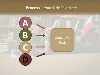 A Woman Laying On The Floor Reading A Book PowerPoint Template