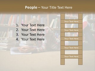 A Woman Laying On The Floor Reading A Book PowerPoint Template