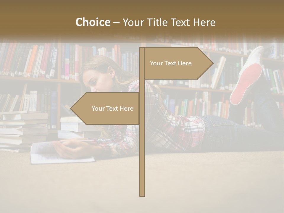 A Woman Laying On The Floor Reading A Book PowerPoint Template