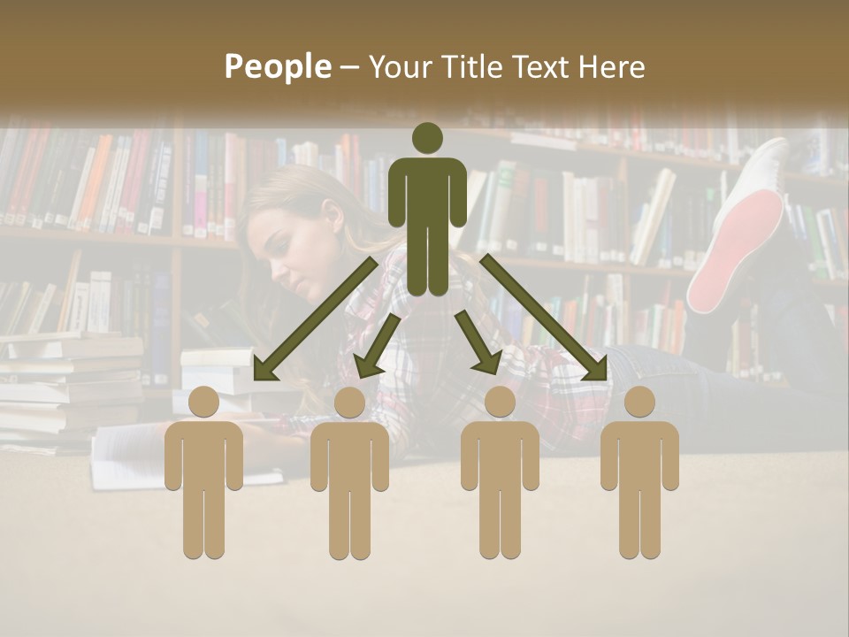 A Woman Laying On The Floor Reading A Book PowerPoint Template