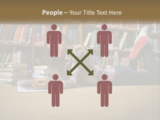 A Woman Laying On The Floor Reading A Book PowerPoint Template