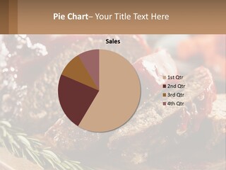 A Piece Of Meat With Ketchup On A Cutting Board PowerPoint Template