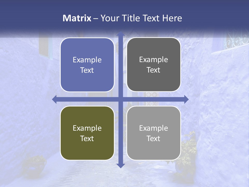 A Narrow Alley With Blue Walls And Potted Plants PowerPoint Template