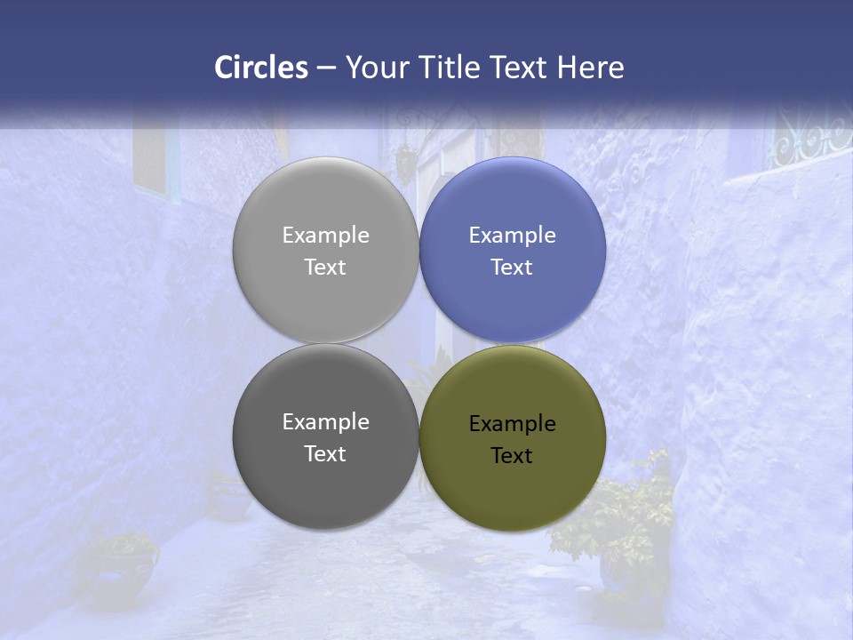 A Narrow Alley With Blue Walls And Potted Plants PowerPoint Template