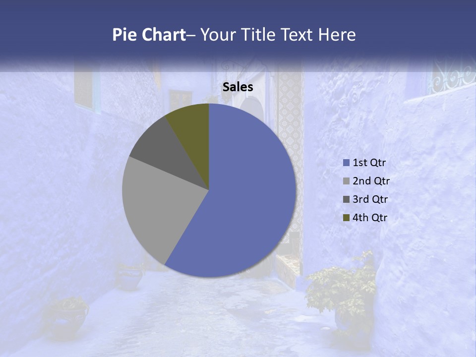 A Narrow Alley With Blue Walls And Potted Plants PowerPoint Template