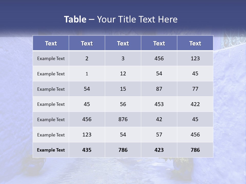 A Narrow Alley With Blue Walls And Potted Plants PowerPoint Template