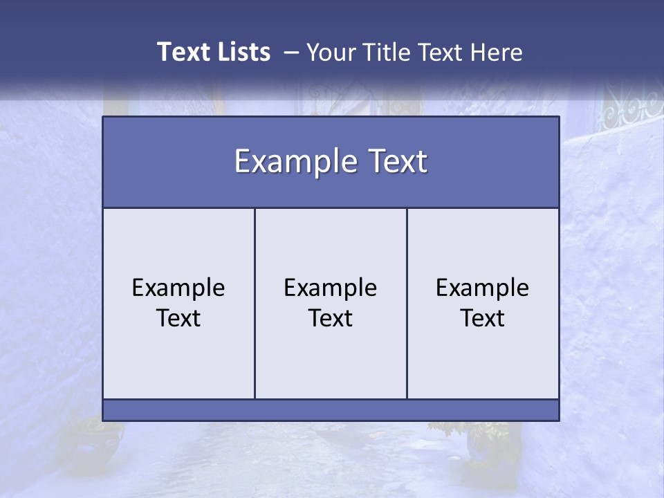 A Narrow Alley With Blue Walls And Potted Plants PowerPoint Template